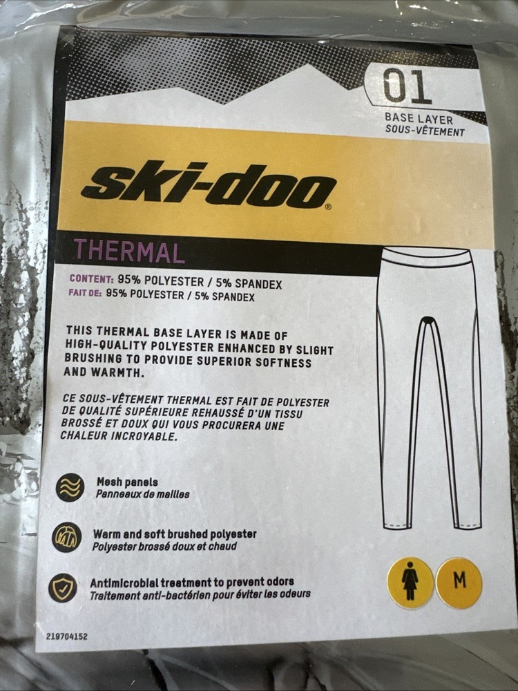 NWT Ski-Doo Women's Thermal 3 Layer Base Layer Pants Black Size M
