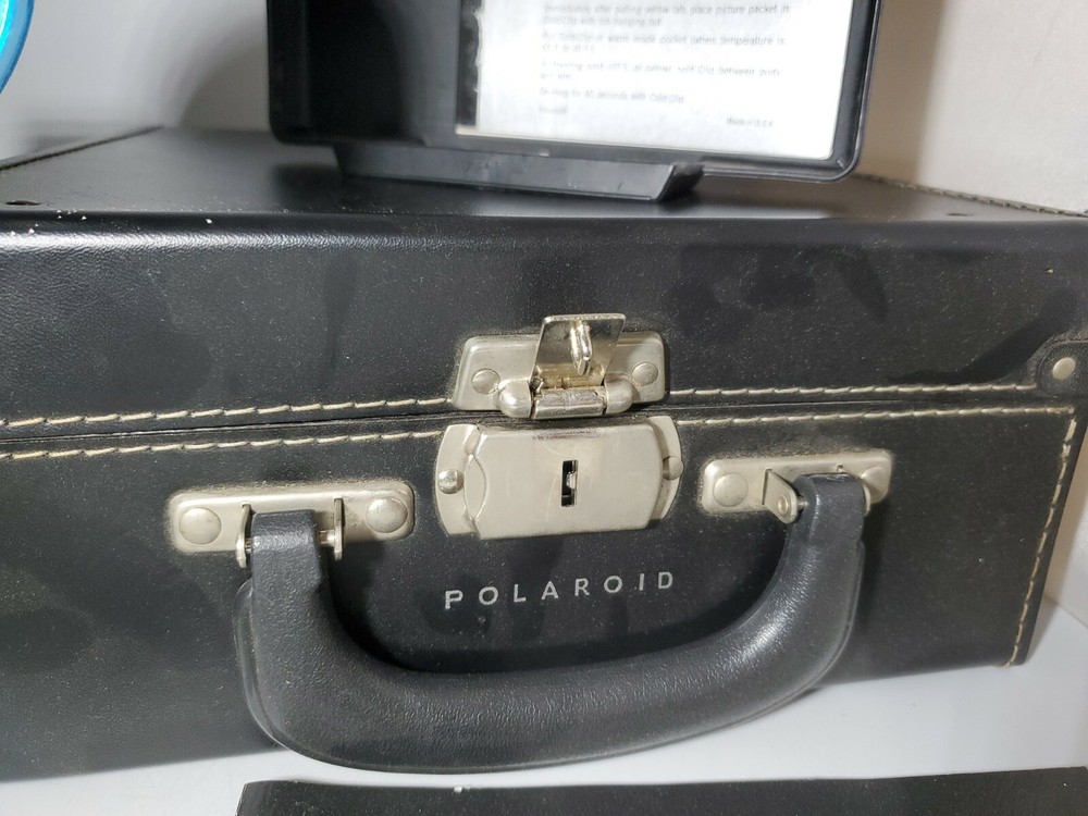 Polaroid Land Camera Model 240-Flash-Leather Case-Paperwork-VTG
