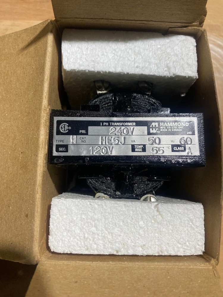 HAMMOND MFG., CAT. NO. HE5J SINGLE PHASE TRANSFORMER