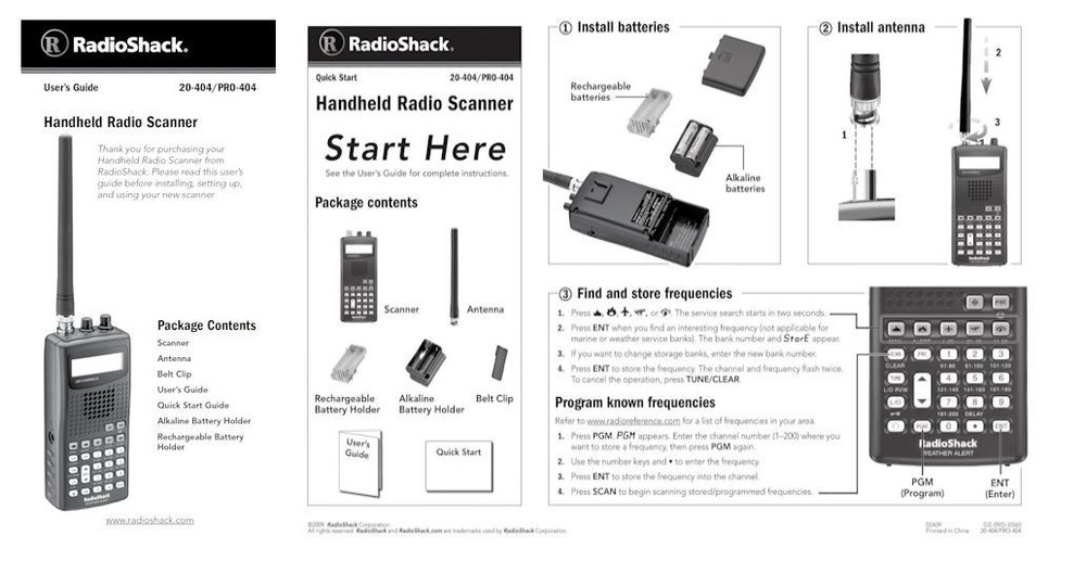 RADIO SHACK PRO-404  INSTRUCTION OPERATING MANUAL AND QUICK REFERENCE