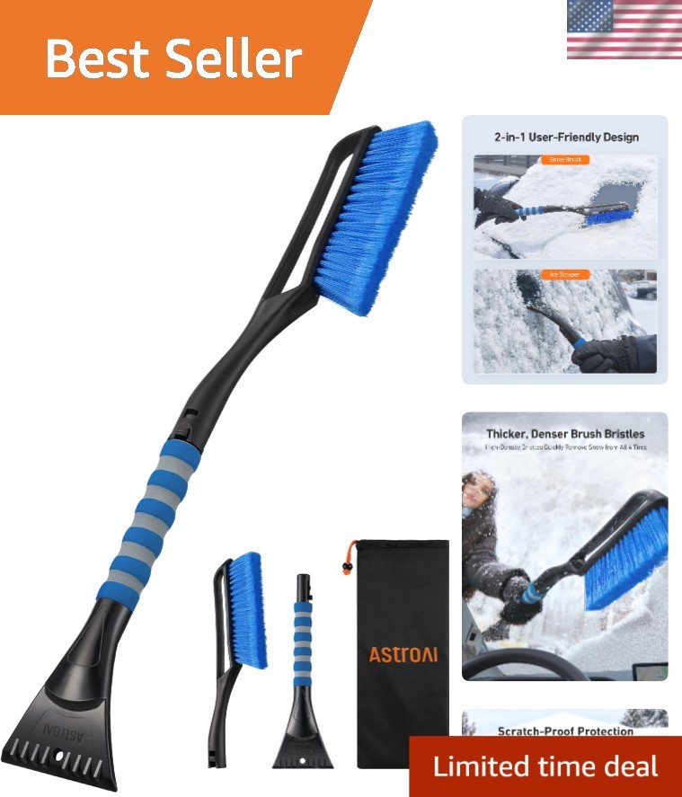 Compact 27" Detachable Snow Brush & Ice Scraper - Ideal for Winter Emergency