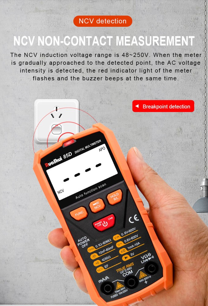 Digital Multimeter Voltmeter Ammeter Ohmmeter Volt AC DC Tester Leads Meter