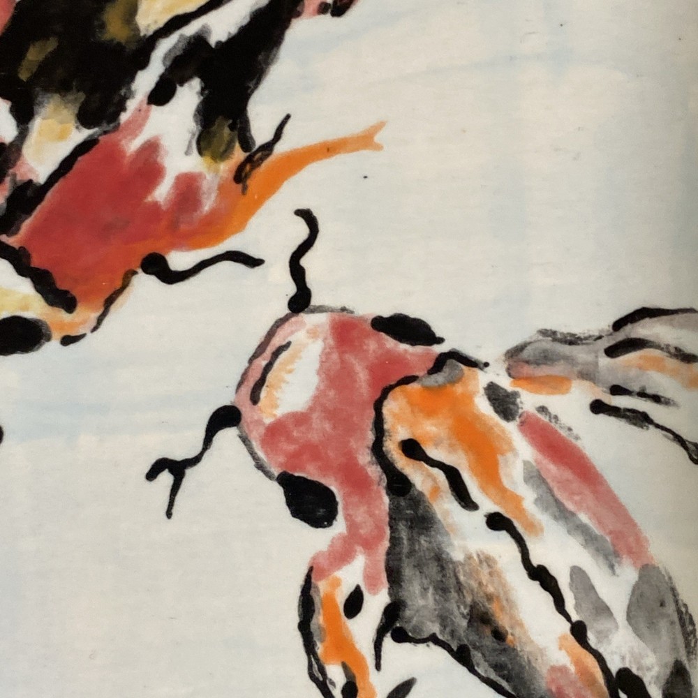 Koi fish hand painted decorative tile