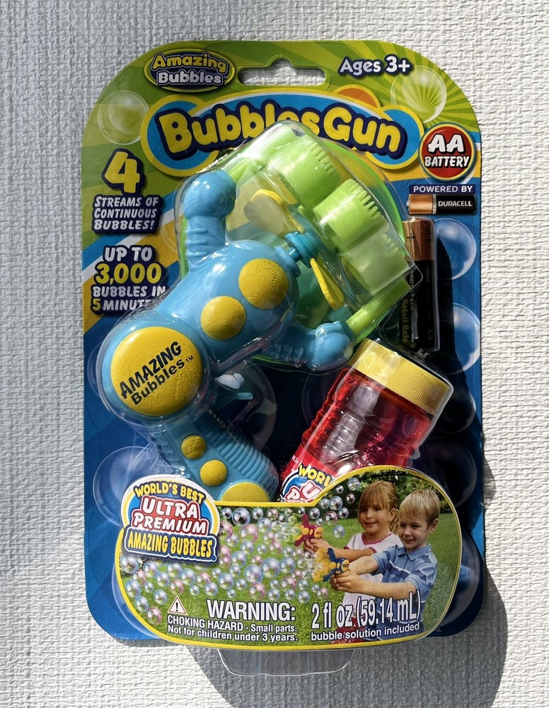 Bubble Gun w/ bubbles & Battery; 3000 Bubbles in 5 Mins! 4 Streams New In Pkg