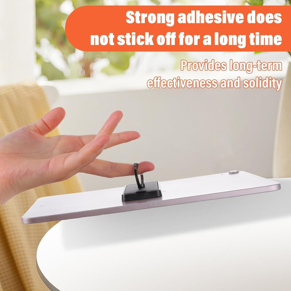 Black Universal Tablet Stands, Adjustable Foldable 360 Handle Grip Ring Holder T