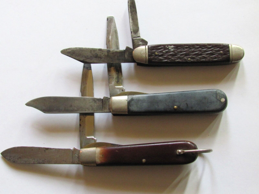 3 OLDER CAMILLUS POCKET KNIVES 2 LINEMAN VERSION