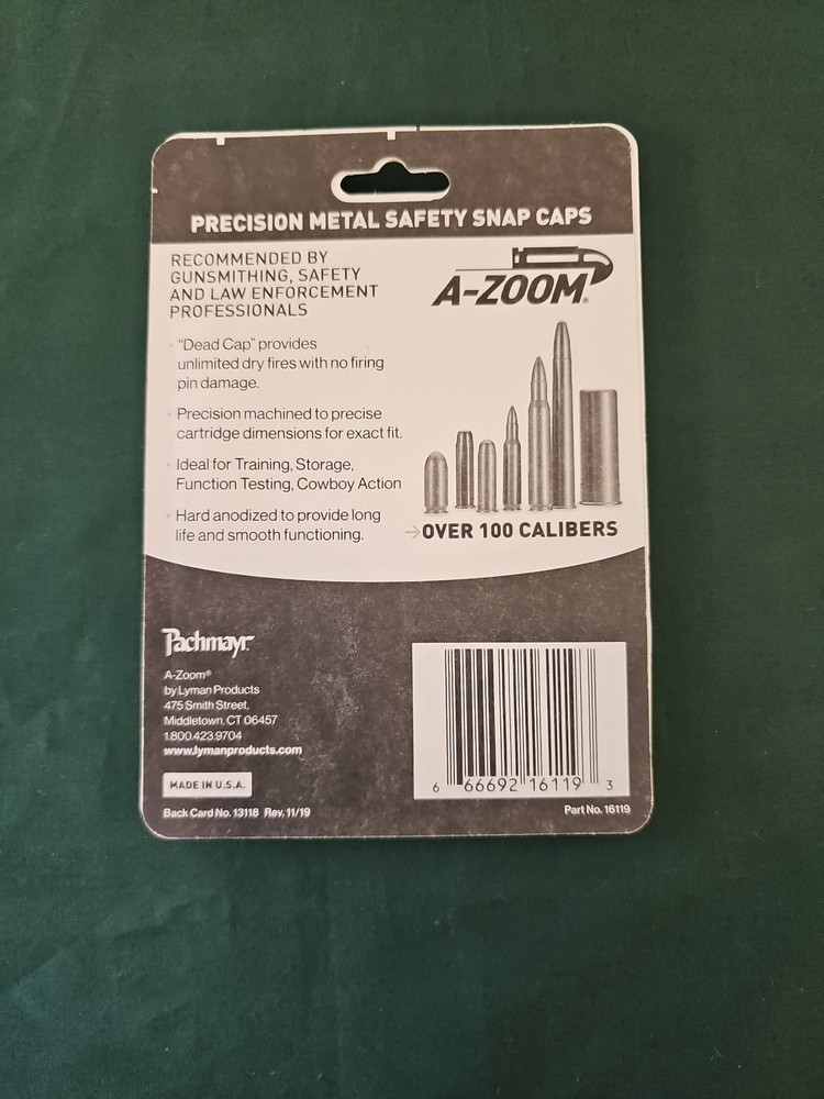 .357 Magnum Snap Caps Dummy Training Ammunition 🇺🇸 6 rd Pack A-Zoom 357 Mag