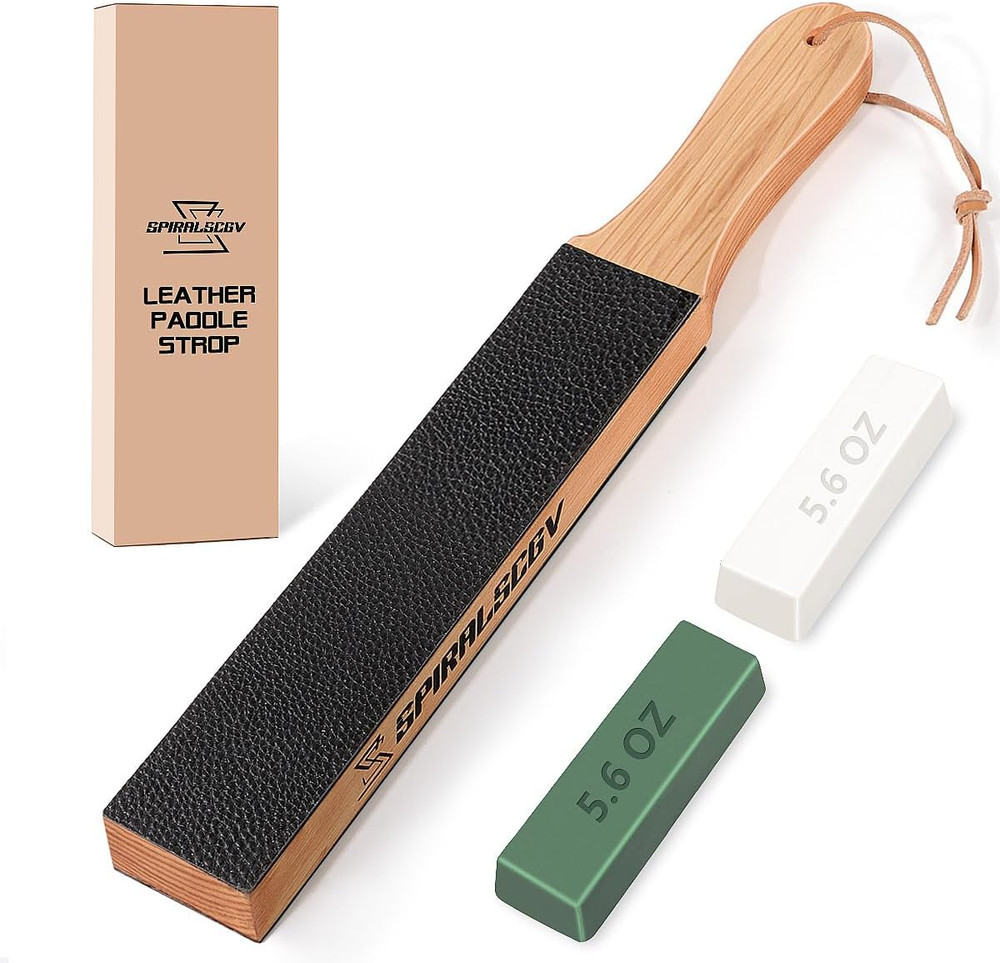 Leather Strop Kit,Double-Sided Leather Sharpening Belt Set -14.56Inx1.94In, Doub