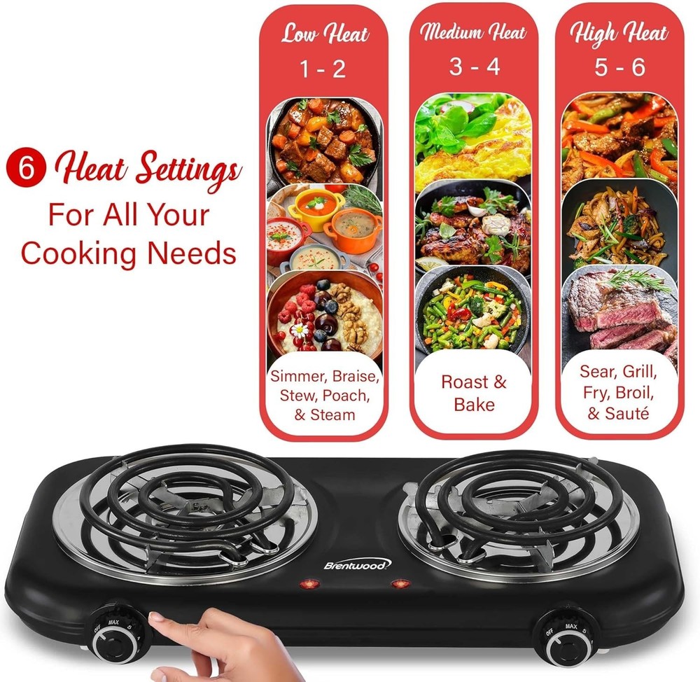 Brentwood Double Electric Burner - (Model # -- TS-363BK)