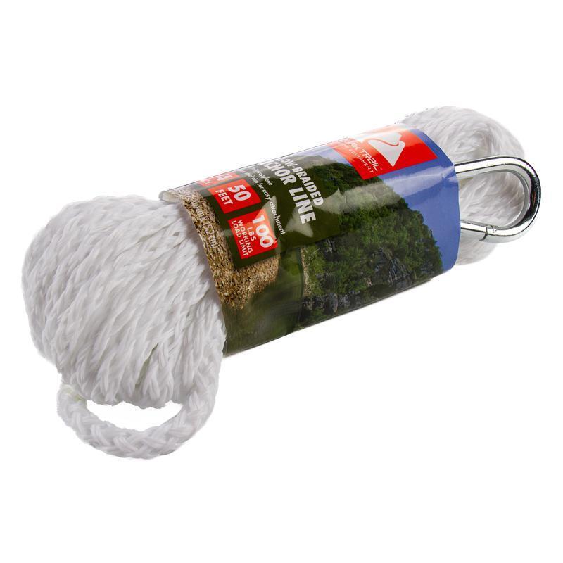 50ft Braided Polypropylene Anchor Line W/ Snap Hook Durable Rot-Resistant Rope