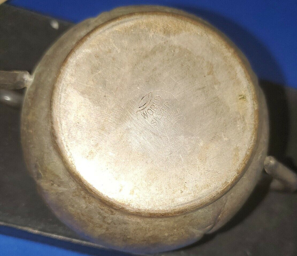 World Silver On Copper Sugar Bowl Vintage