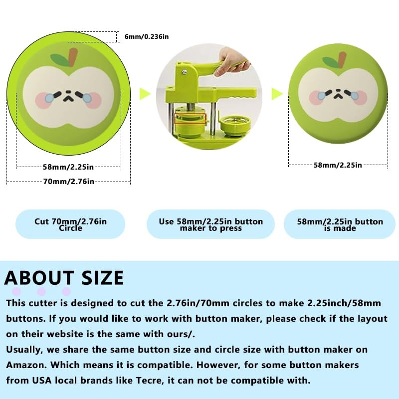 Manual Circle Paper Cutter for 58mm Button Maker - 70mm Cutting Tool