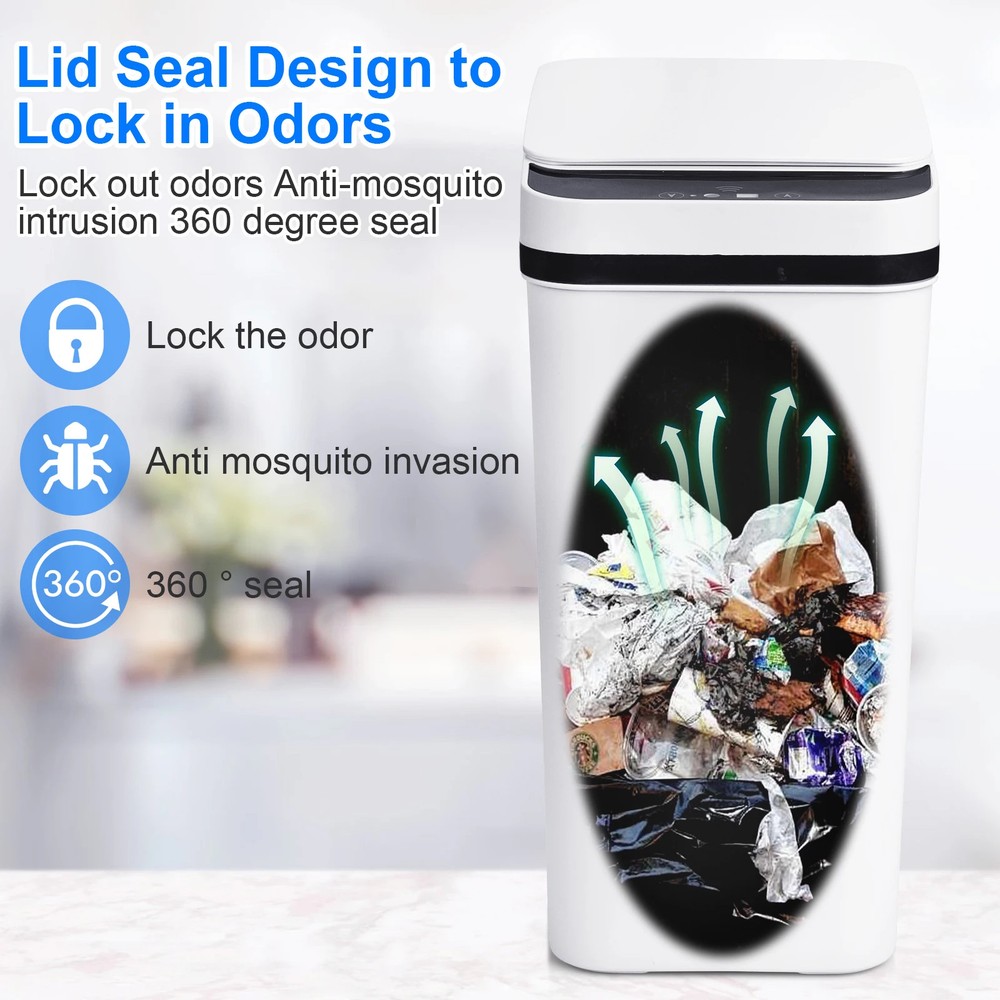 2 Pack 12L Bathroom Automatic Trash Cans Touchless Motion Sensor Slim with Lid