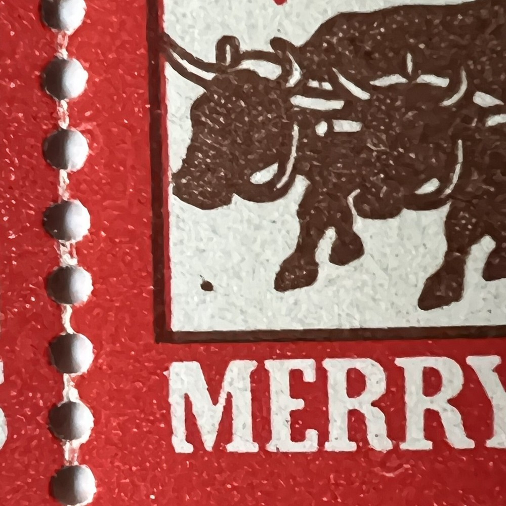 ERROR 1947 CHRISTMAS SEAL BLOCK WITH DOT UNDER OX HEAD MNH