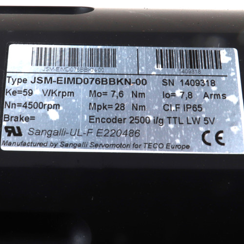 JSM-EIMD076BBKN-00 Teco Servomotor