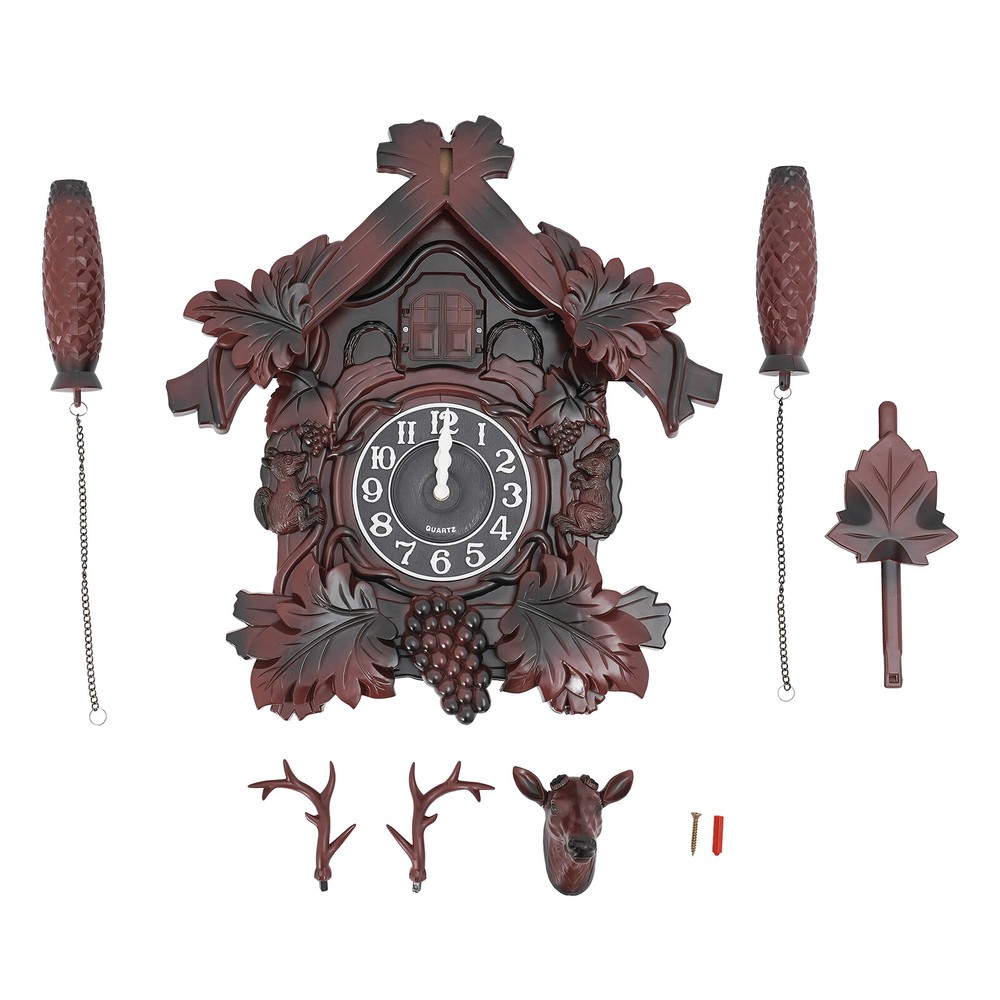 Vintage Antler Wall Clock with Cuckoo Function and Silent Movement