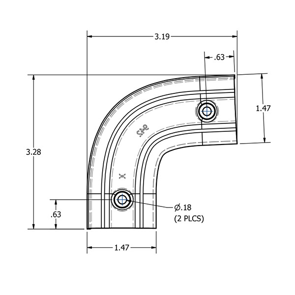 B&B Molders RV Radius Top Rear Corner Extrusion Cover, Polar White