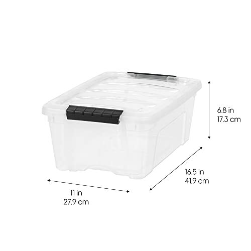 USA 13 Qt Stackable Plastic Storage Bins with Lids, 6 13 Qt. - 6 Pack Clear