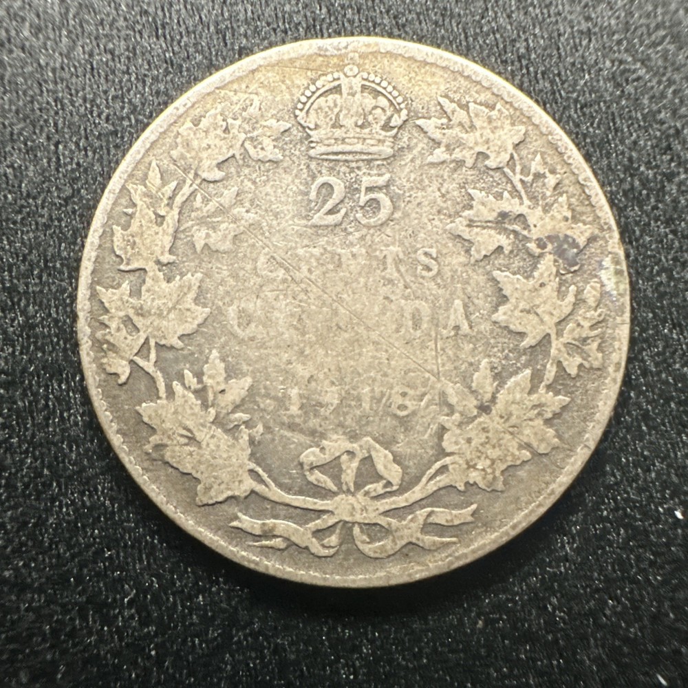 1918 CANADA 25C SILVER COIN