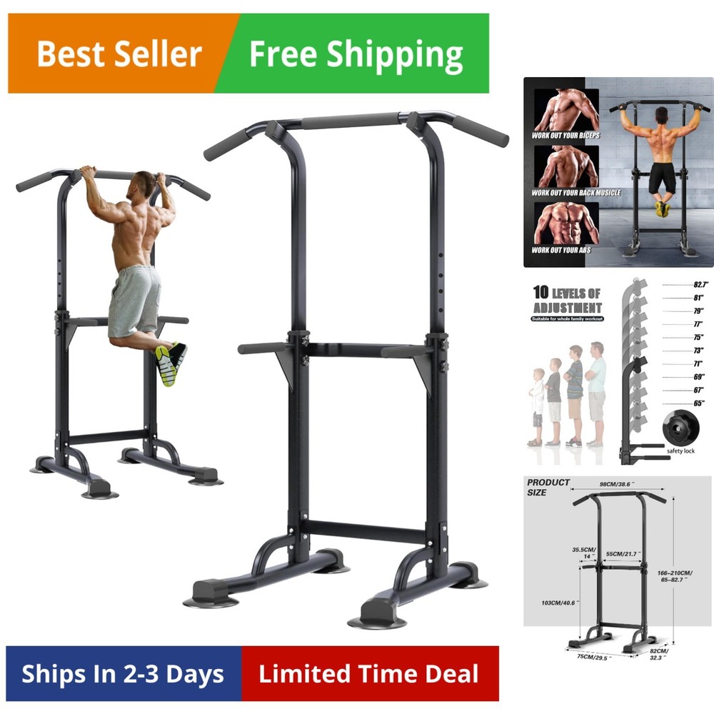 Power Tower Pull Up Bar Station, Free Standing Pull Up Rack Dip Station for H...