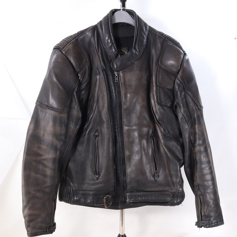 Vintage J&S Leather Motorcycle Jacket. Size 48