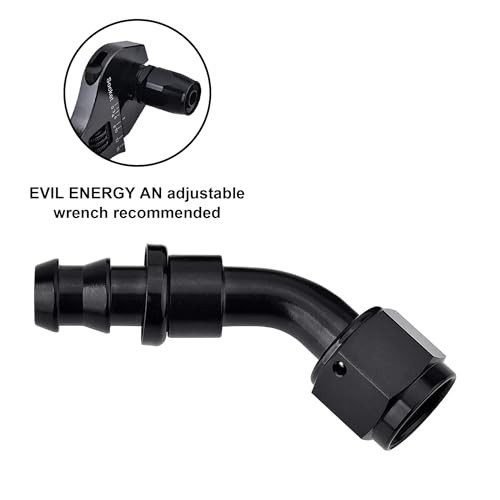Push Lock Hose Fitting End Black 2PCS 10AN 45 Degree