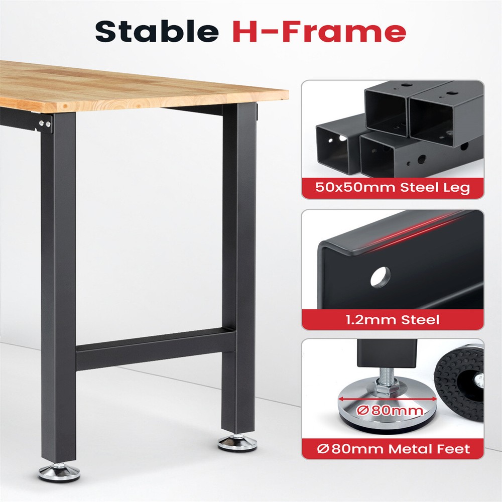 60'' Adjustable Work Bench Heavy Duty Work Table for Workshop Garage 1500 Lbs