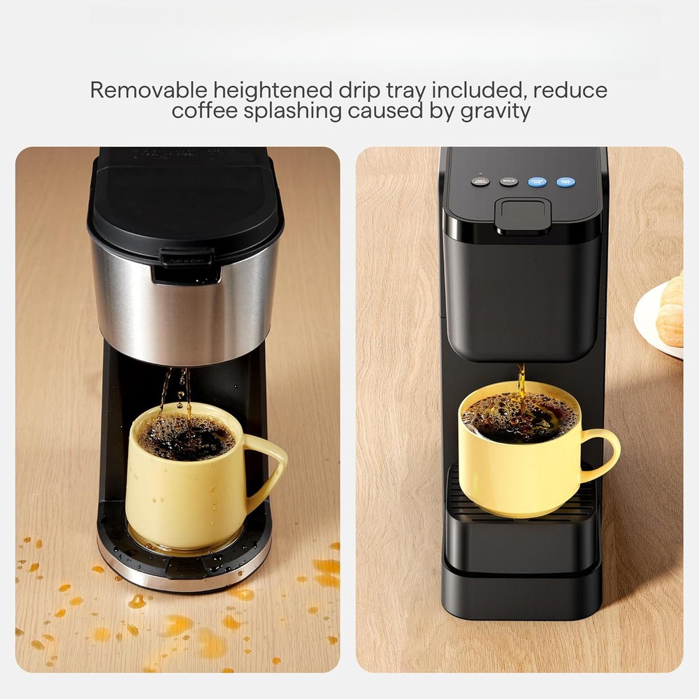 Single Cup Coffee Maker with Bold Settings, Brews 6 to 16 oz. Coffee, Black