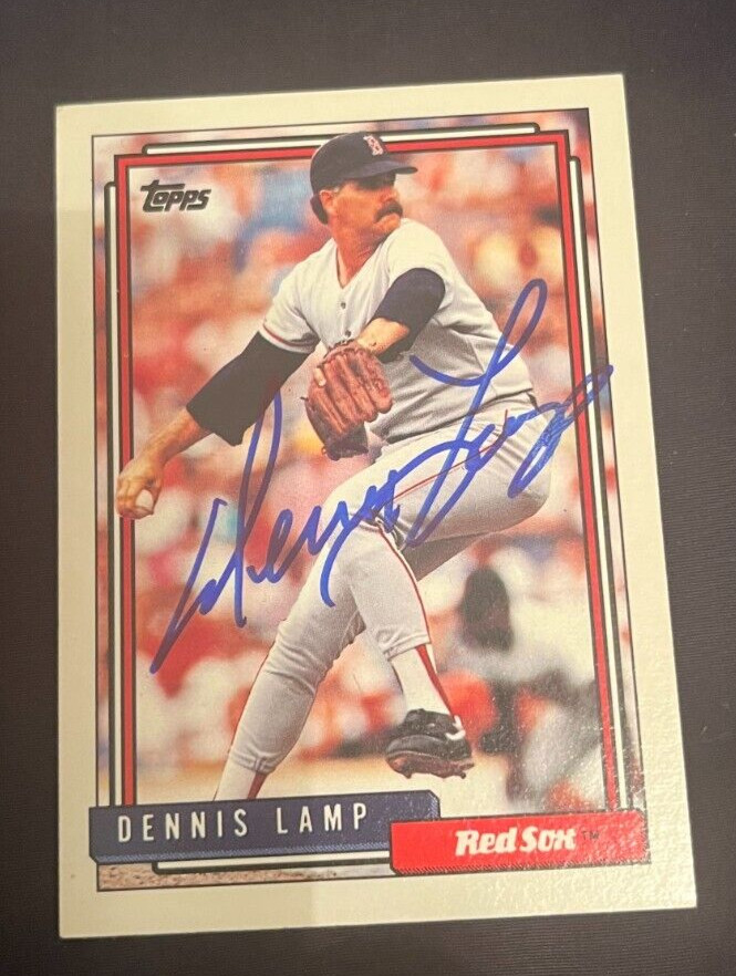 DENNIS LAMP AUTOGRAPHED 1992 TOPPS CARD W/COA