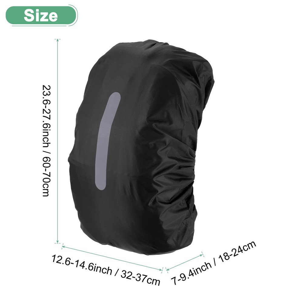 55L-65L Backpack Rain Cover with A Vertical Reflective Strap [Black]