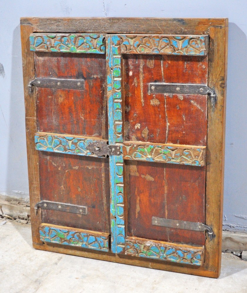 Antique Wooden Wall Décor Window Panel Frame Original Old Hand Crafted
