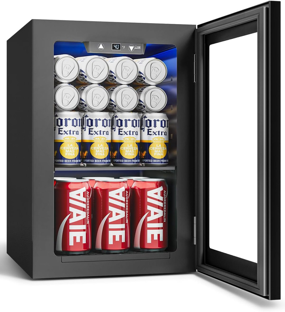 24 Cans Beverage Refrigerator Cooler - Mini Fridge with Digital Temperature Cont