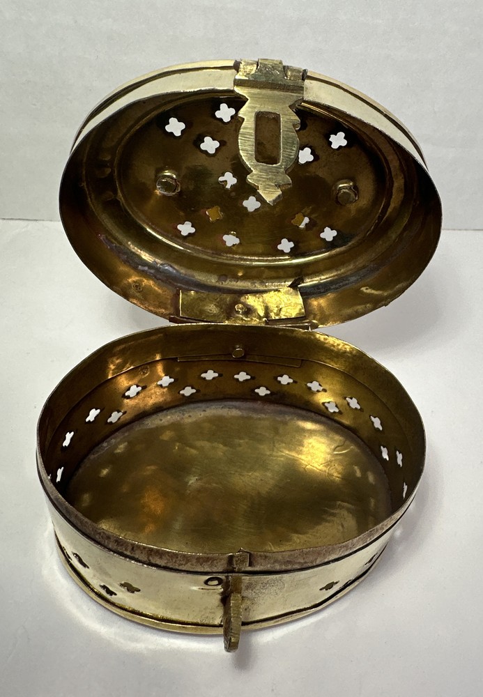 Rare Antique Hand Made Solid Brass Cricket Box around Made In India
