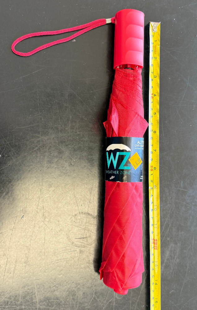 Weather Zone Automatic Oversize Red Manual Push-Button Umbrella 38" Arc