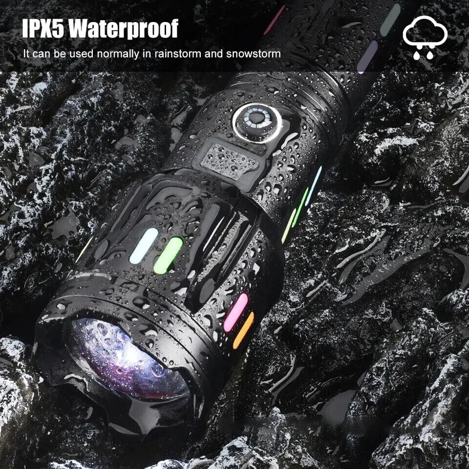 99000000LM Super Bright LED Flashlight USB Rechargeable Zoomable Tactical Torch