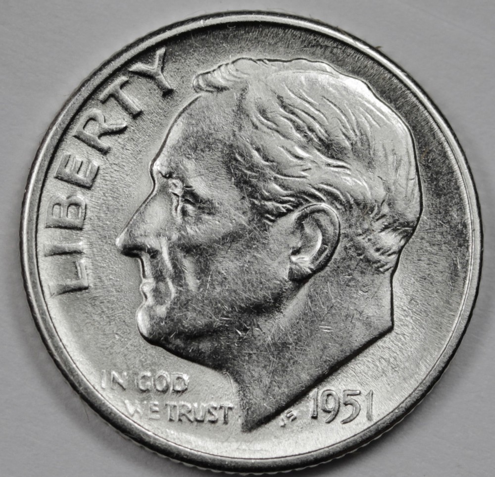 1951-s Roosevelt Dime.  High Grade.   (Inventory E)