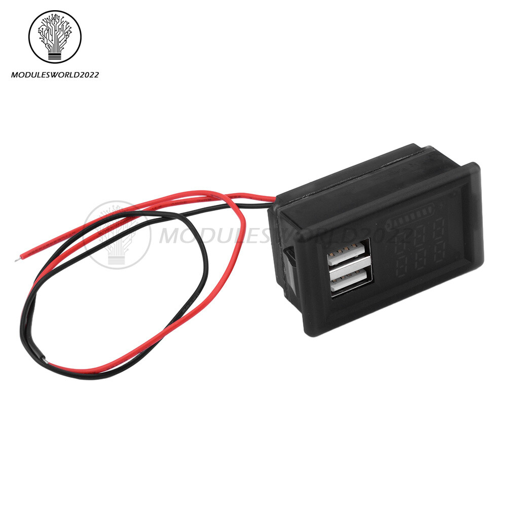 DC9-24V Battery Capacity Indicator USB Type-C LED Dual Digital Car Voltmeter