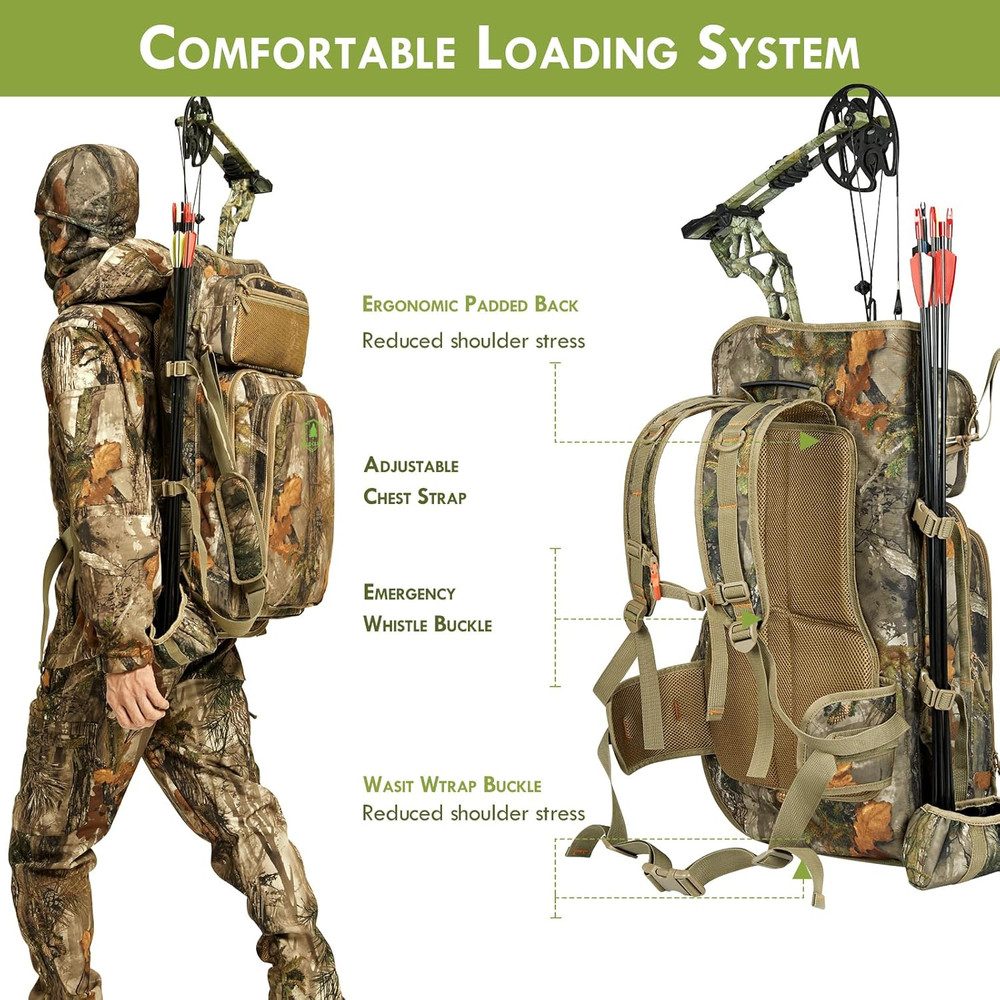 Camo Saddle Hunting Backpack Bow Holder for Men Compound Bow Archery Pack