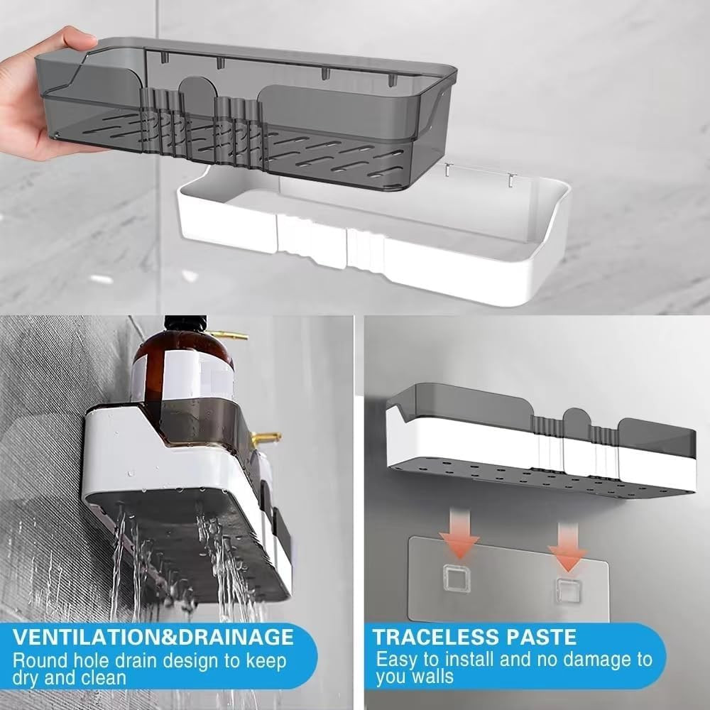 2-Pack Shower Caddy, Separable Shower Organizer with Soap Dish and Hooks, No Dri