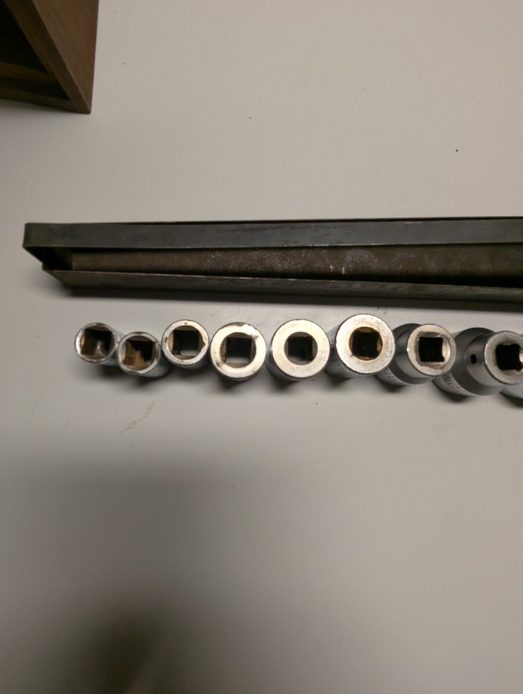 VINTAGE WRIGHT TOOL 1/2” Dr SAE STD 12pc SOCKET SET 8pt SQUARE 7/16 - 1 1/4" USA
