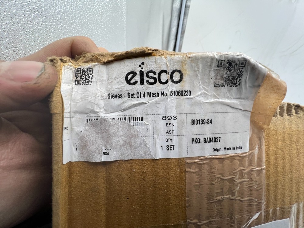 BOX OF 4 Eisco Screen Sieves Stackable Mesh 51060230 Black
