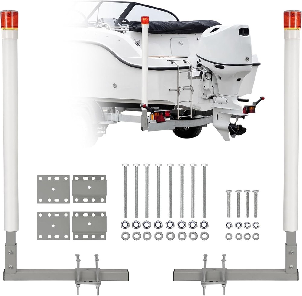 60" Boat Trailer Guide with Lights, 2PCS Rustproof Steel Trailer Guide Poles