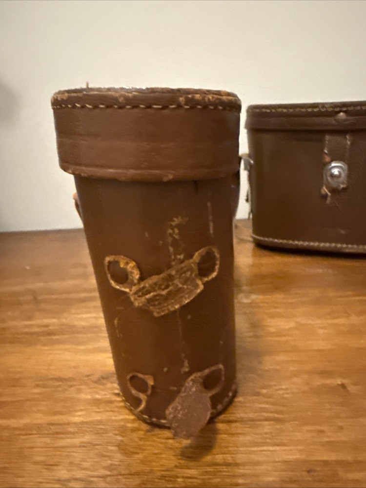 3 Vintage Antique Leather Binocular CASE ONLY