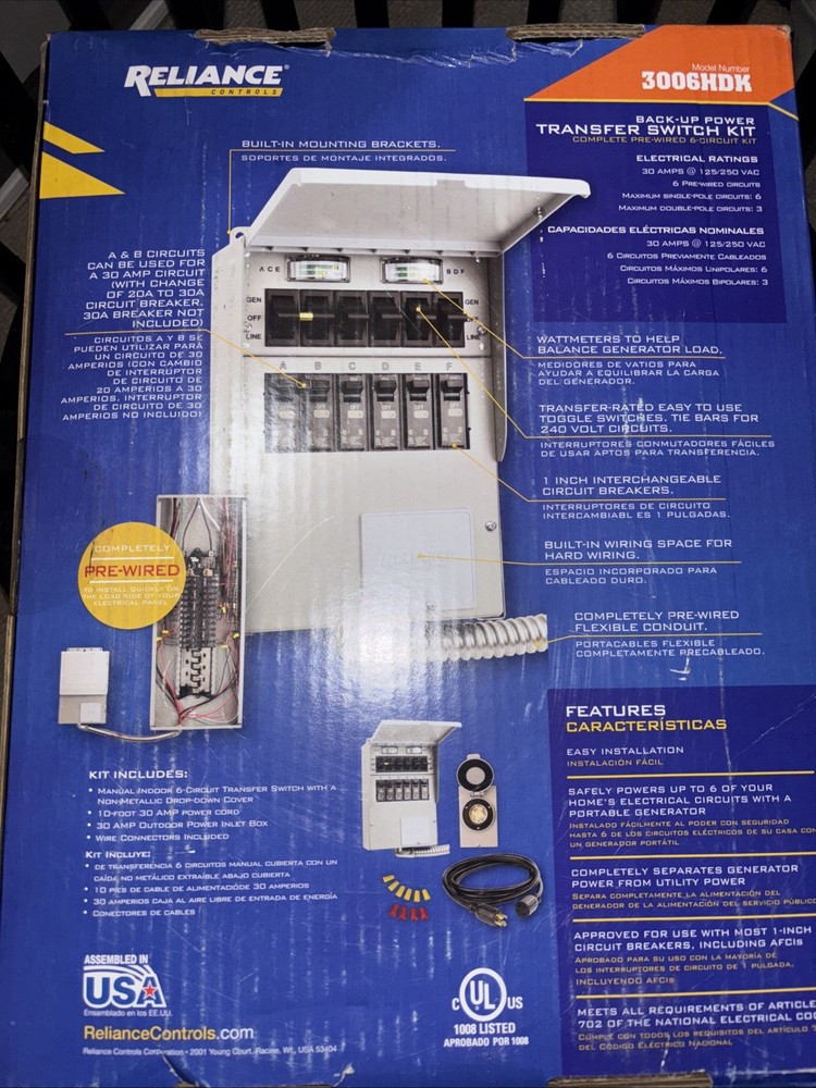 Reliance 31406CRK 6-Circuit Transfer Switch Kit