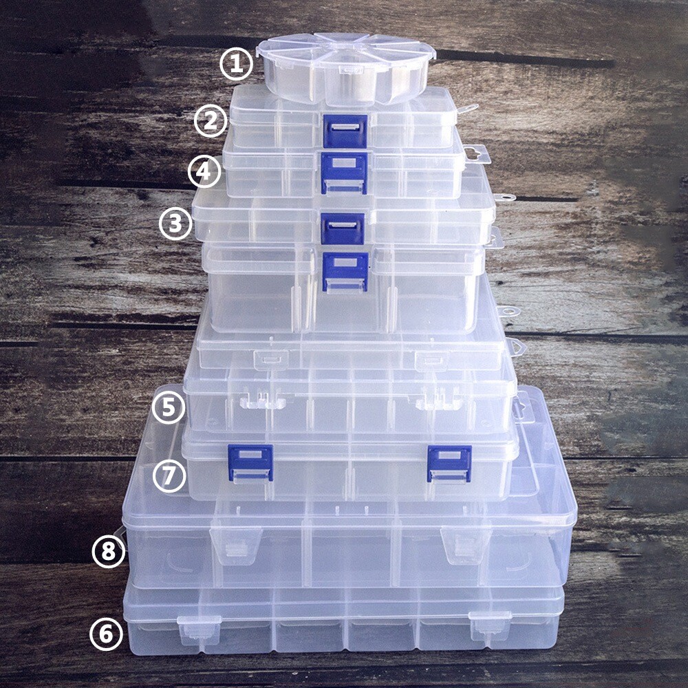 8/10/15/24/36 Removable Compartment Organizer Container Bead Storage Plastic Box