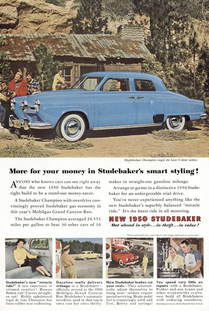 1950 Studebaker Champion: Smart Styling Vintage Print Ad