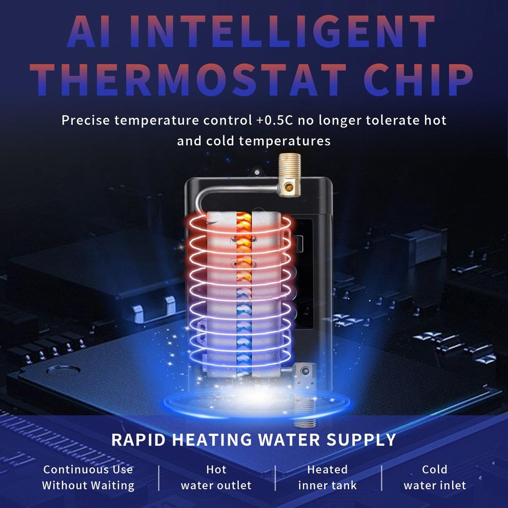 Calentador De Agua Caliente Eléctrico Instantáneo Sin Tanque Para Cocina y Baño