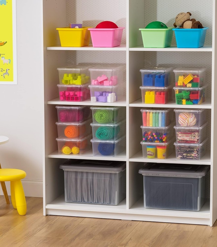 6-Piece Lidded Storage Container Set, 6-Quart Capacity - BPA-Free Plastic