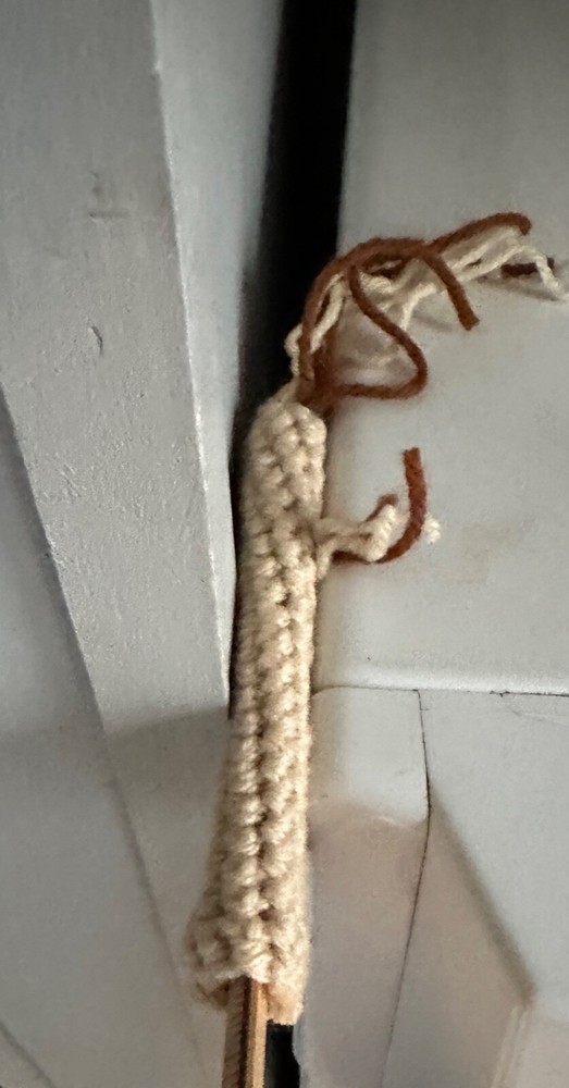 Eco Friendly Handmade Crocheted Broom Handle Cobweb Duster Light Brown