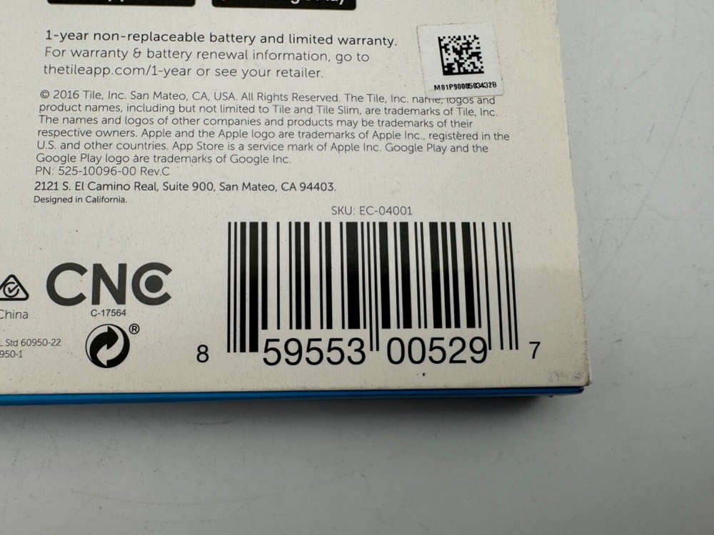 [2-PACK] TILE SLIM (WHITE) BLUETOOTH TRACKER FINDER - [EC-04001]